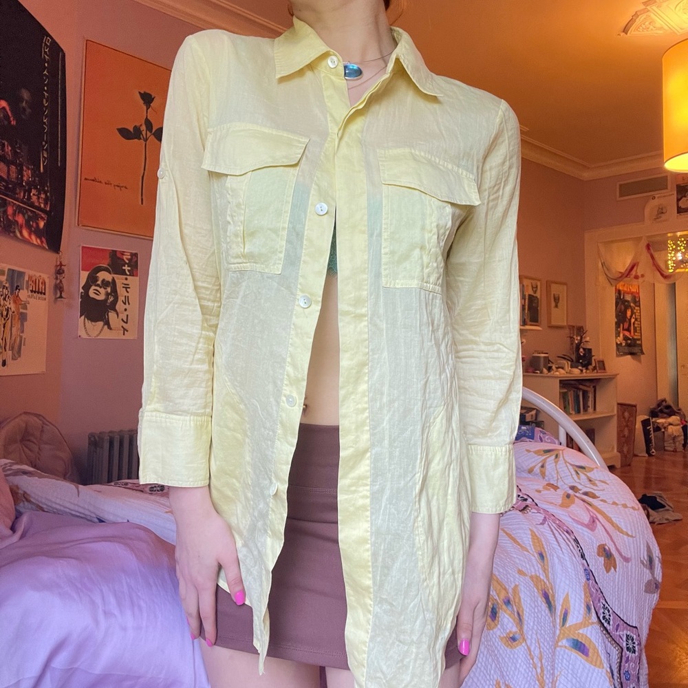 Theory yellow button down